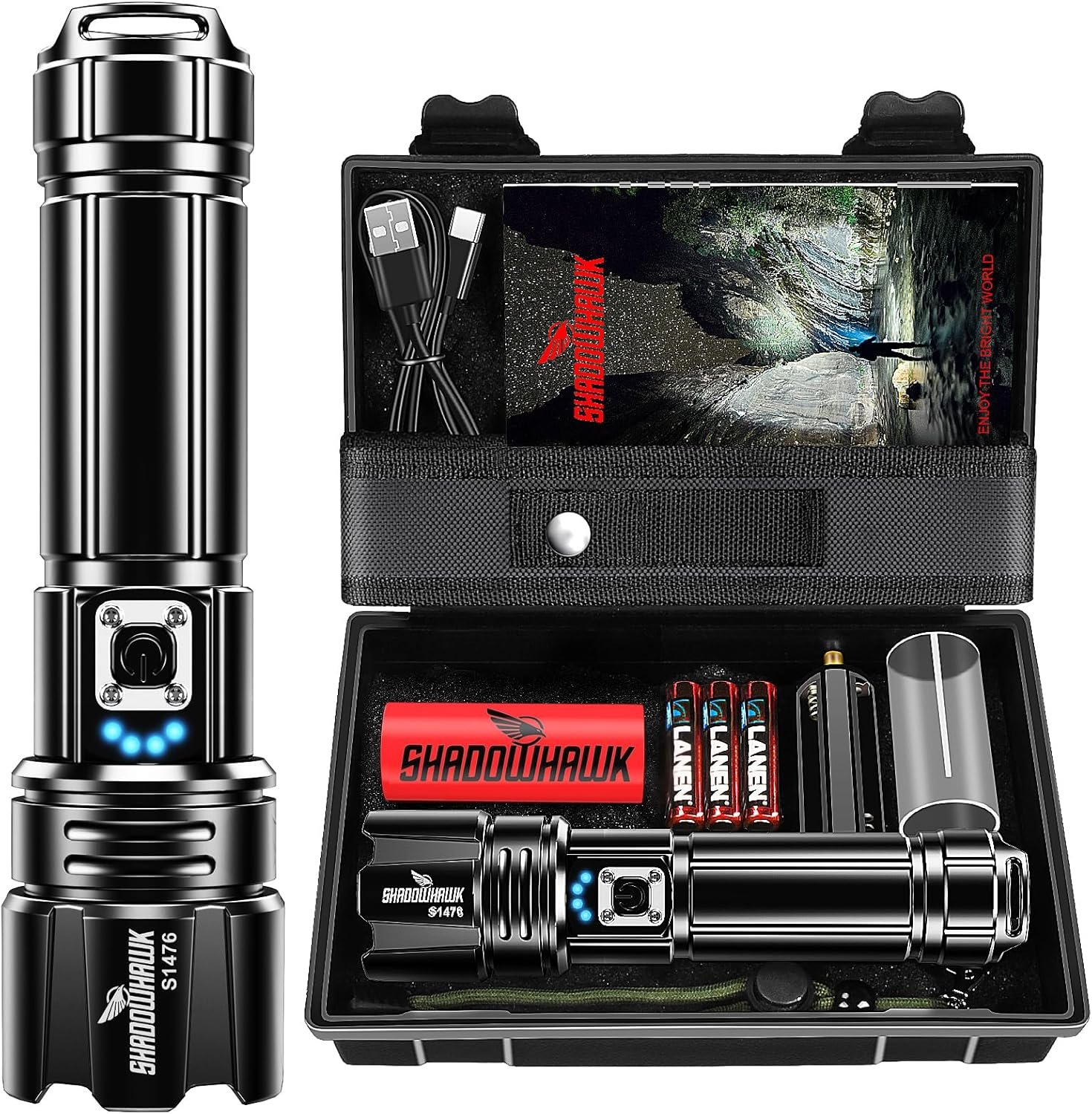 Linterna táctica Shadowhawk 500000 lúmenes muy popular