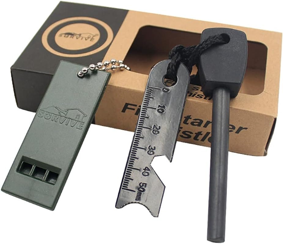 Pedernal magnesio multifunción con silbato y herramientas