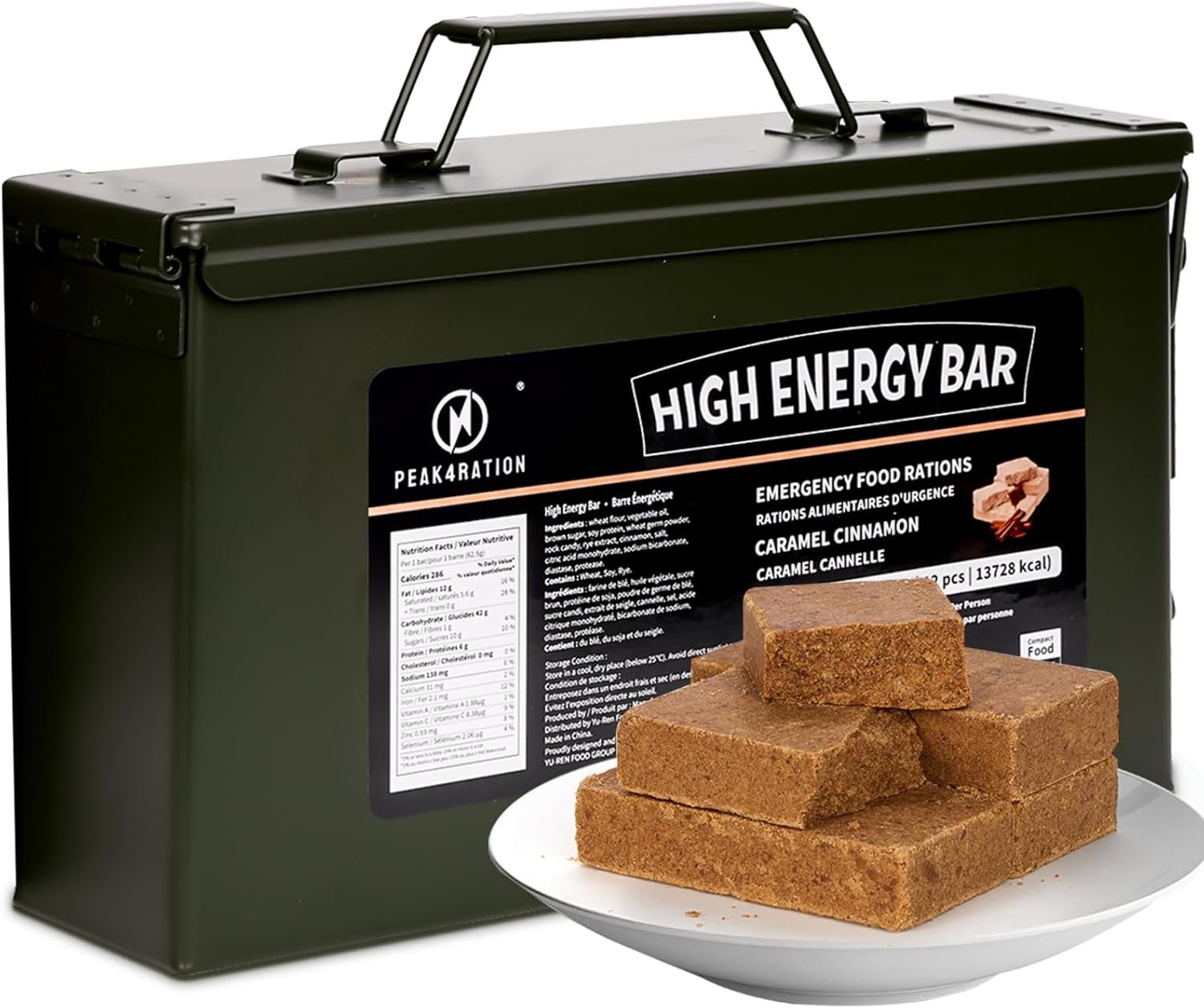 Raciones emergencia 13728 calorías caja metálica 12 días