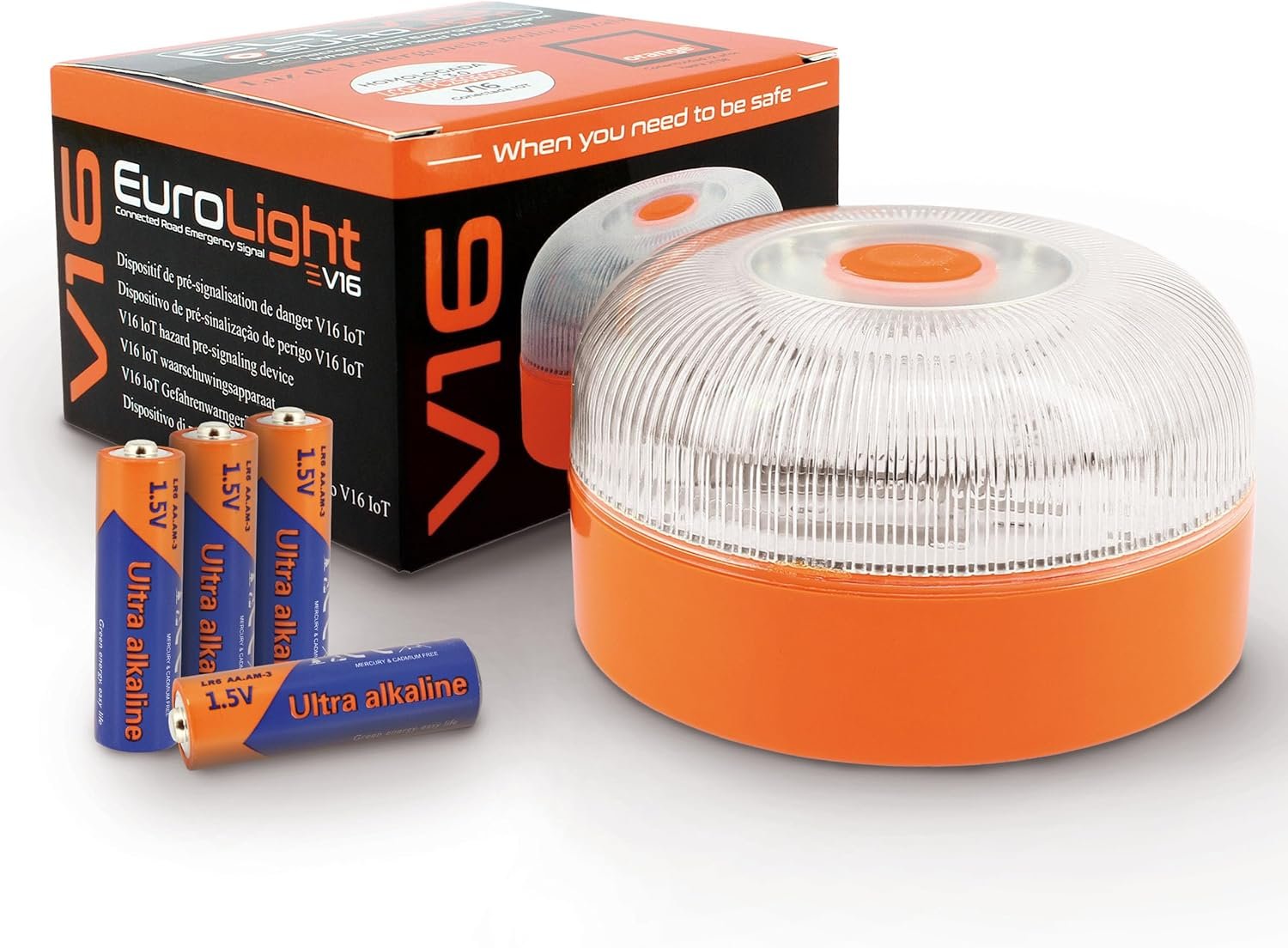 Baliza de emergencia V16 encendida