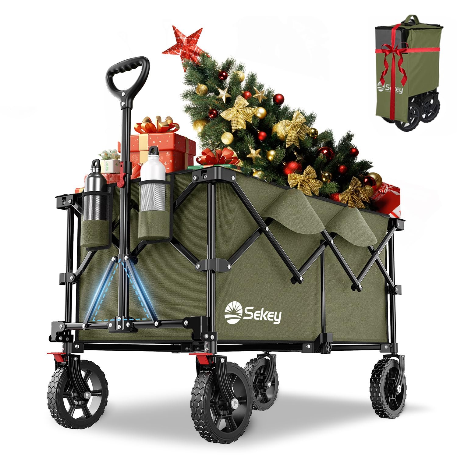 Carro plegable Sekey XXL Plus 200L 150kg verde oliva