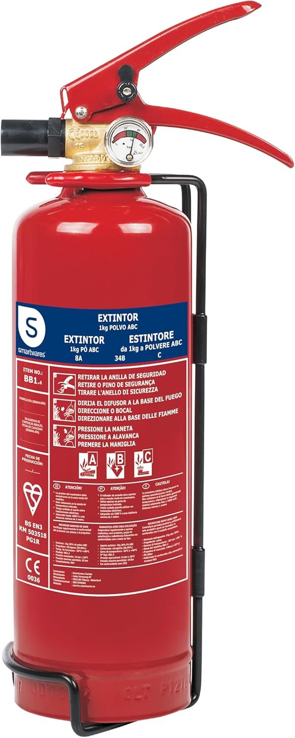 Mini extintor Smartwares 1 kg polvo ABC para coche y hogar